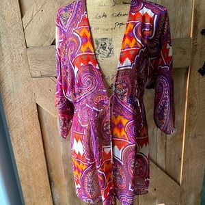 Sheer Printed Kimono Style Top